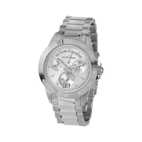 Jacques Jubiläumsuhr Lemans Men`s Jubil Umsuhr 44mm Silver Dial Stainless Steel Chrono Watch