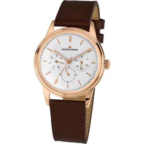 Jacques Lemans Unisex 1-2061E Retro 39mm White Dial Leather Watch
