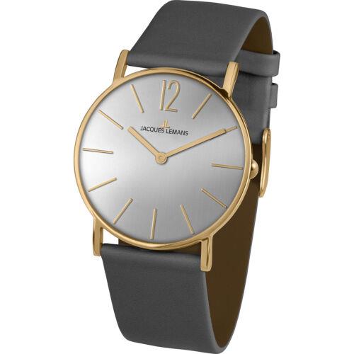 Jacques Lemans Unisex 1-2030E York 40mm Silver Dial Leather Watch