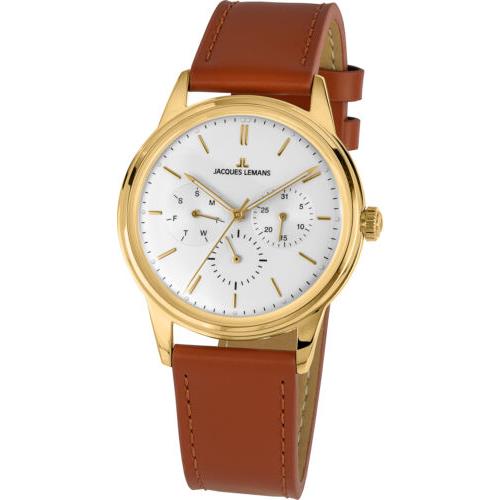 Jacques Lemans Unisex 1-2061D Retro 39mm White Dial Leather Watch