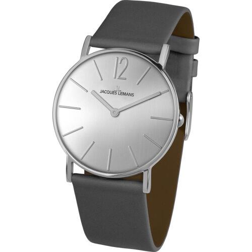Jacques Lemans Unisex 1-2030C York 40mm Silver Dial Leather Watch