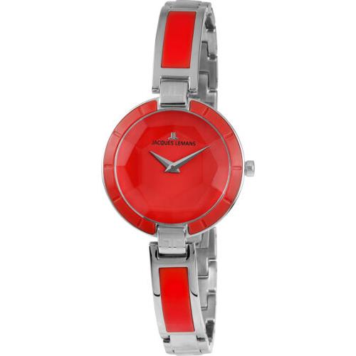 Jacques Lemans Women`s 1-1613D Vedette 31mm Red Dial Stainless Steel Watch