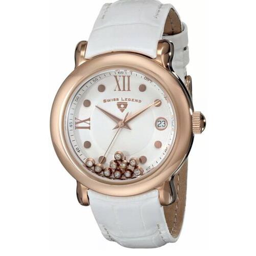 Swiss Legend Women`s Diamond Quartz Watch Rose Gold Leather Strap 22388-RG-02